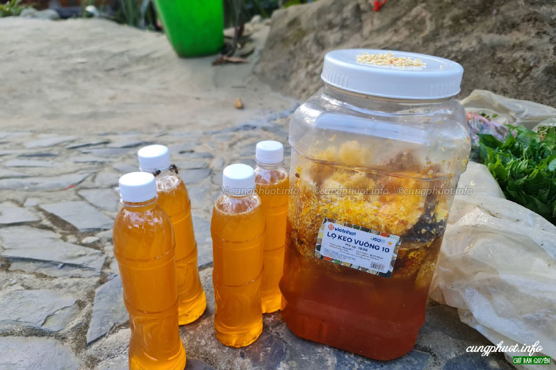 Thỉnh thoảng cũng có những chai, hũ mật ong (Ảnh - cungphuot.info)
